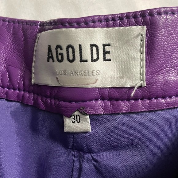 AGOLDE 90s Pinch High Rise Faux Leather Pants Purple Straight High Rise 30 - Picture 8 of 10